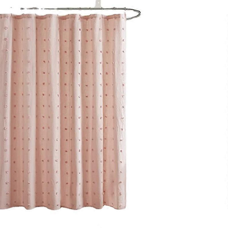 Cotton Shower Curtain with Pom-Pom Design