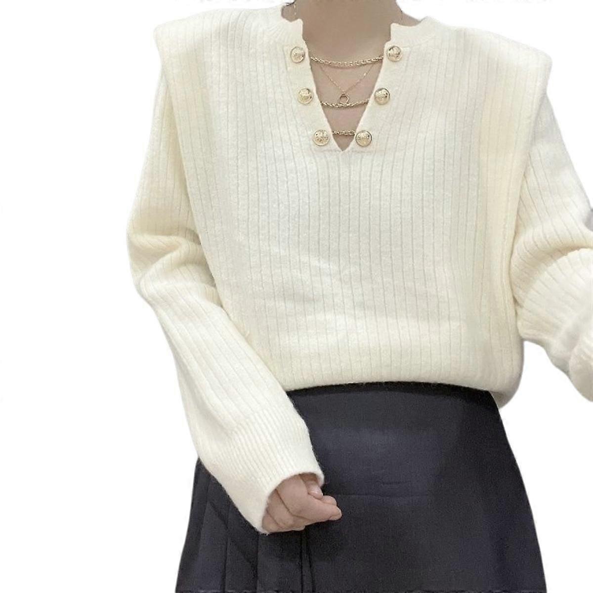 Women's Casual  V Neck  Knit Top Loose Pullover Sweater