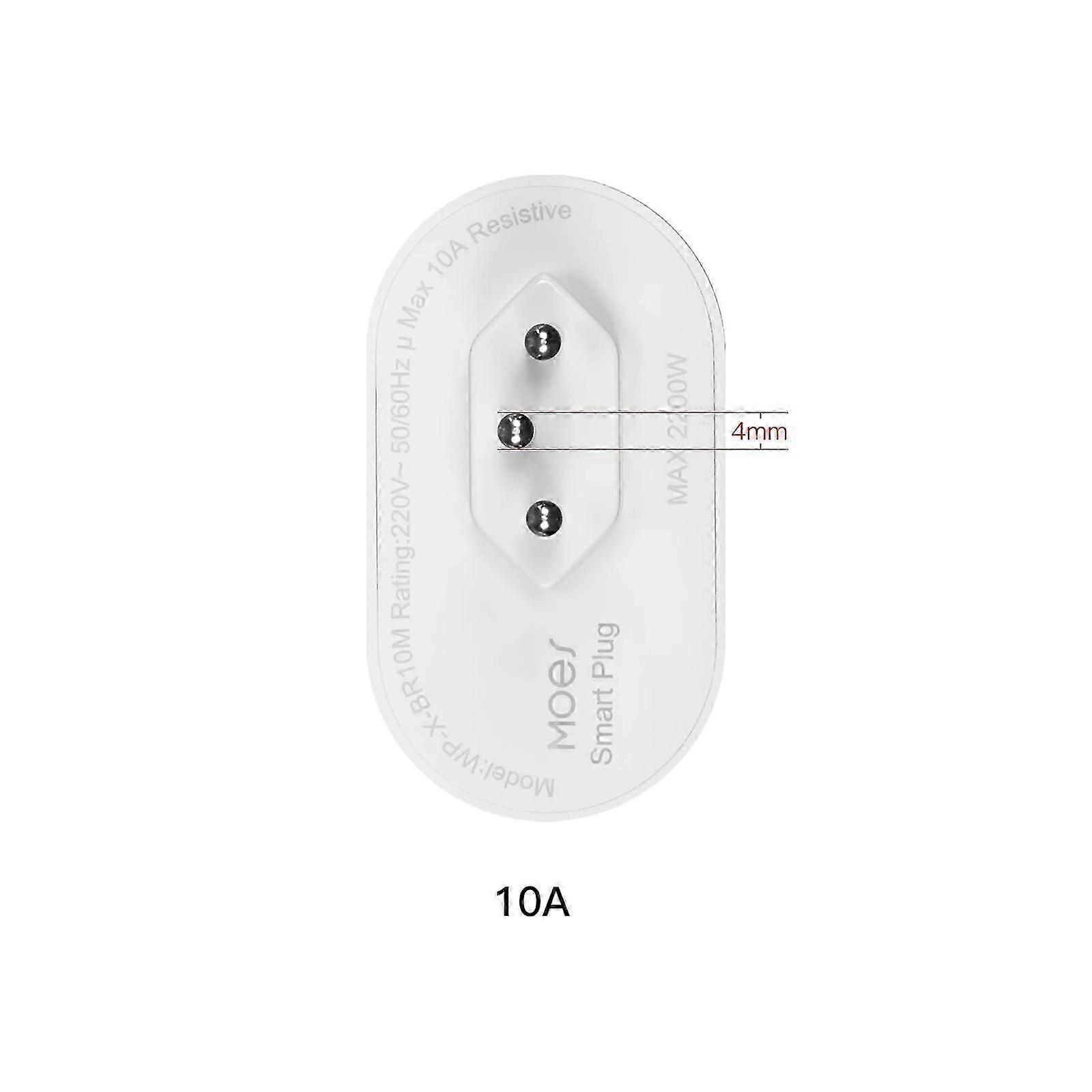 MOES Tuya 16A/10A Brazil Standard Smart Plug with Power Monitor, Smart Life APP WiFi Smart Socket Works for Google Home, Alexa
