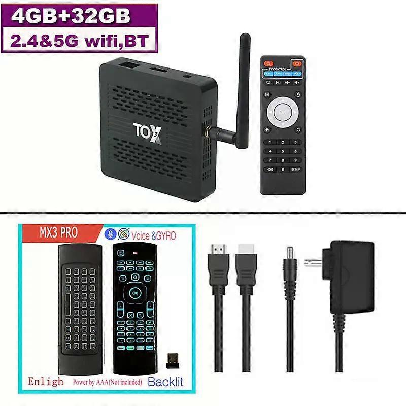 TOX3 Smart Android 11 TV Box Amlogic S905X4 4k HDR 4 Go 32 Go 2 Go 16 Go 2.4G 5G Wifi BT4.1 3D H.265 1000M Lecteur multimédia Lan