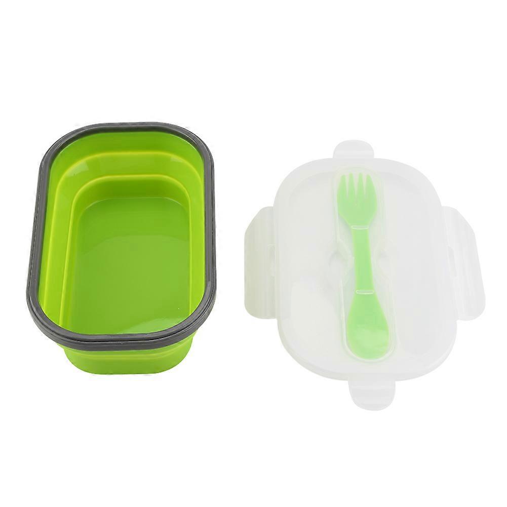 Silicone Lunch Picnic Food Box With Fork Foldable Telescopic Stretchable Container Material Silicone Size One Size