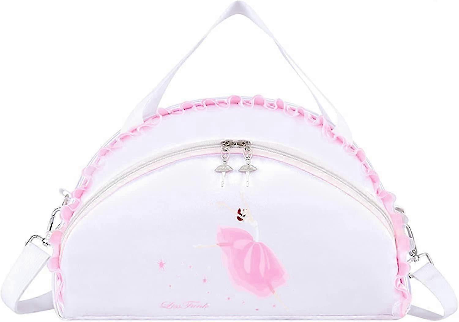 キッズガールズバレエダンスバッグプリンセスシューズダンスウェアハンドバッグシングルショルダーバッグ、ホワイト