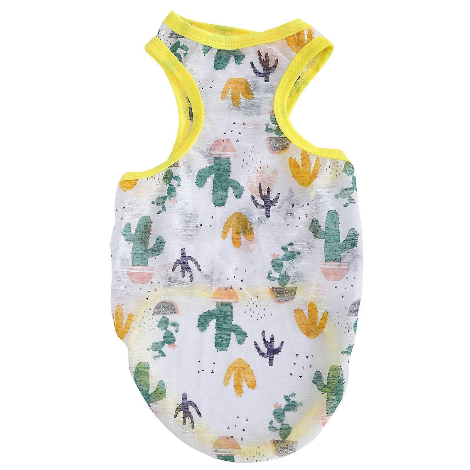 Non-Sticky Puppy Clothes with Cactus Design: Summer Pet Shirt