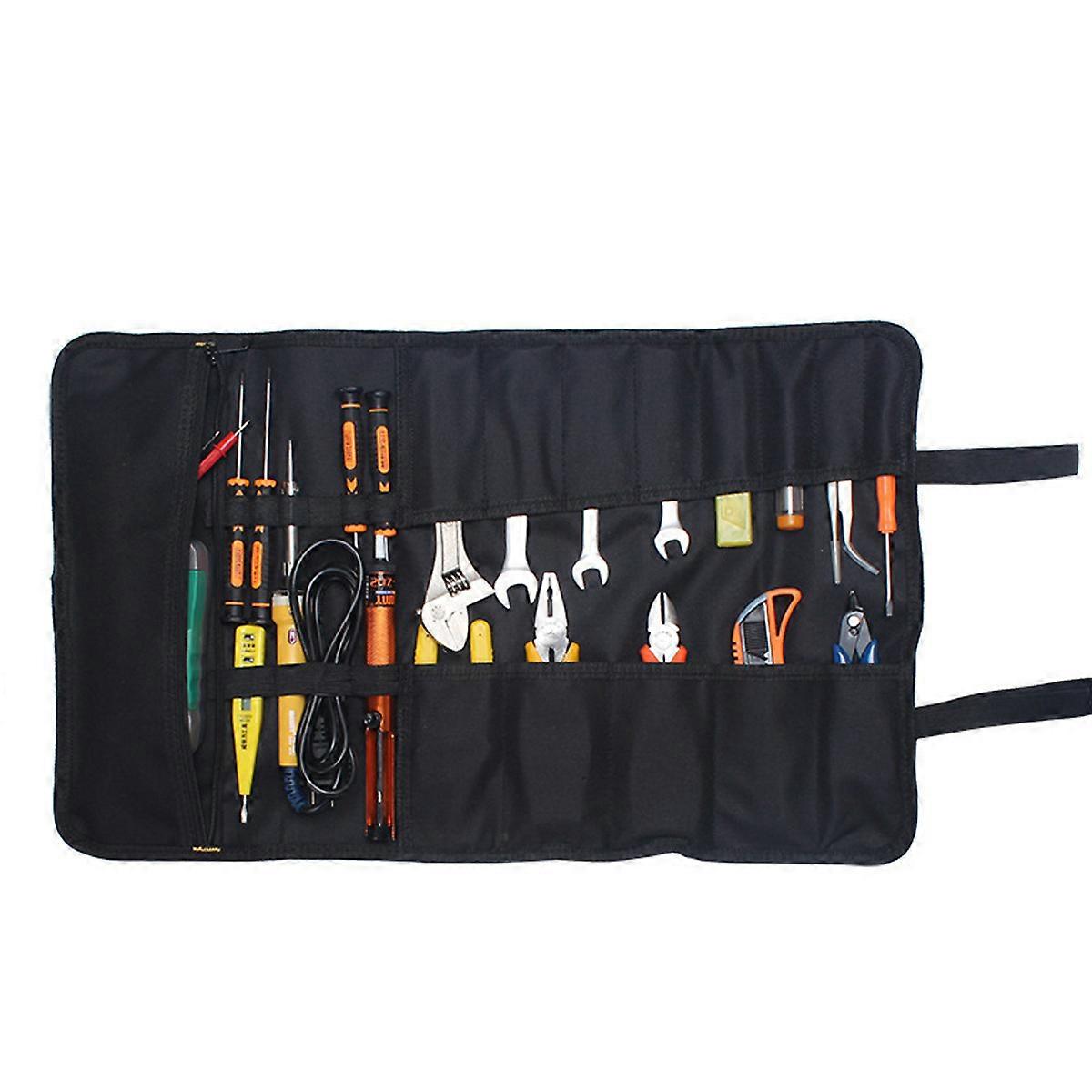 Portable 22 Pockets Empty Tool Kit, Tool Holder Bags, Tool Organizer, Roll-Up Toolkit Bag/Case/Pouch in 600D Oxford Fabric (No Tools) Black