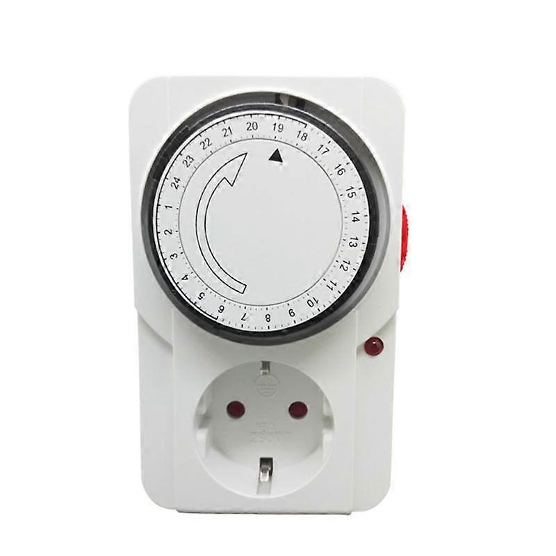 Programmable timer, mechanical daily programmer inter. Indicator light 3000 W. Mechanical daily programmer socket, white color, 16A