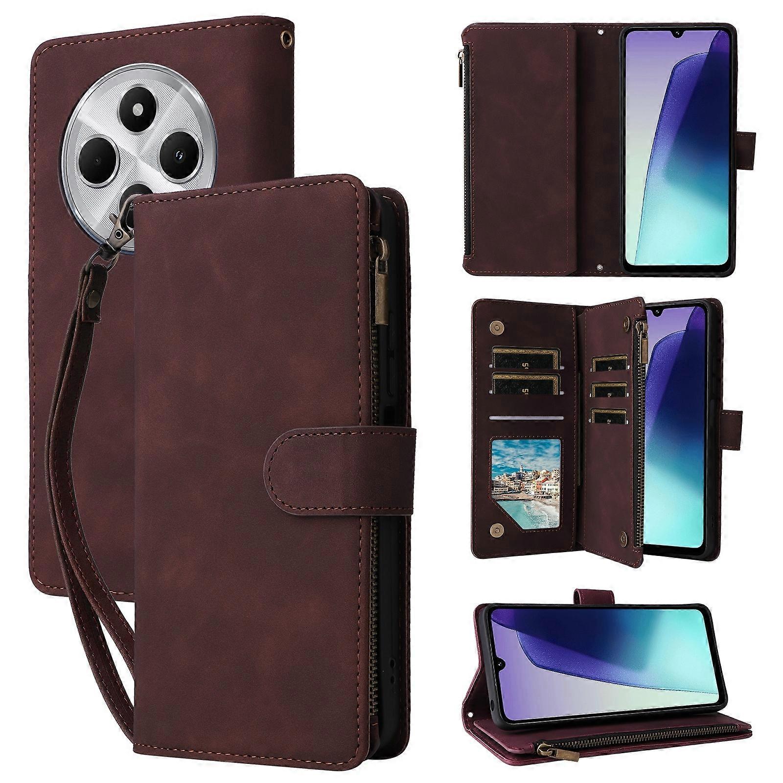Multifunctional Frosted Zipper Wallet Leather Phone Case