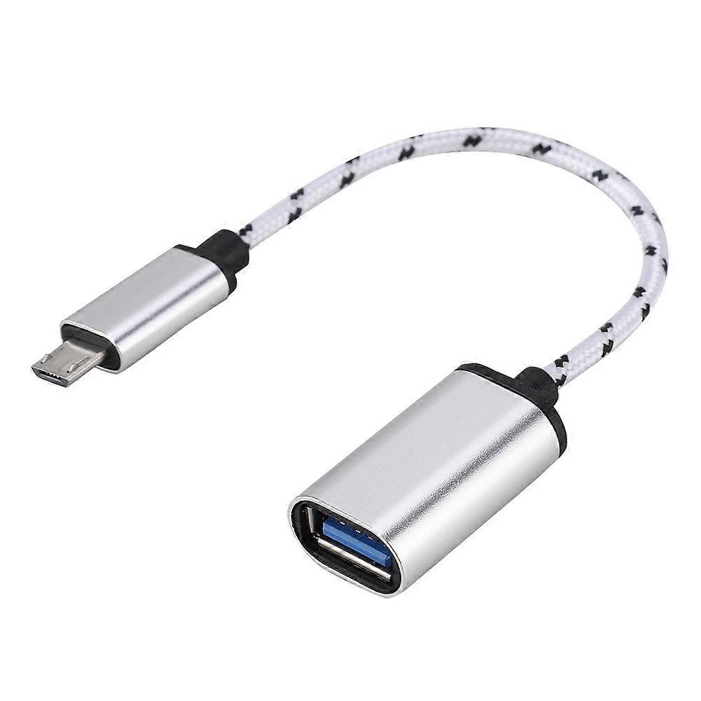 18CM Braided Silver Adapter Cable USB Converter Cable For Android OTG