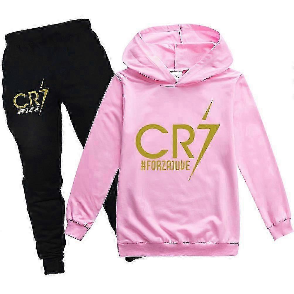 2 قطعة كريستيانو رونالدو هوديي كأس العالم رقم 7 هدايا عيد الميلاد نجمة كرة القدم هوديي ومجموعة بنطلون أزرق بنات بنين بنين مقنعين من النوع الثقيل بلوز قميص بلوفر تي شيرت أطفال