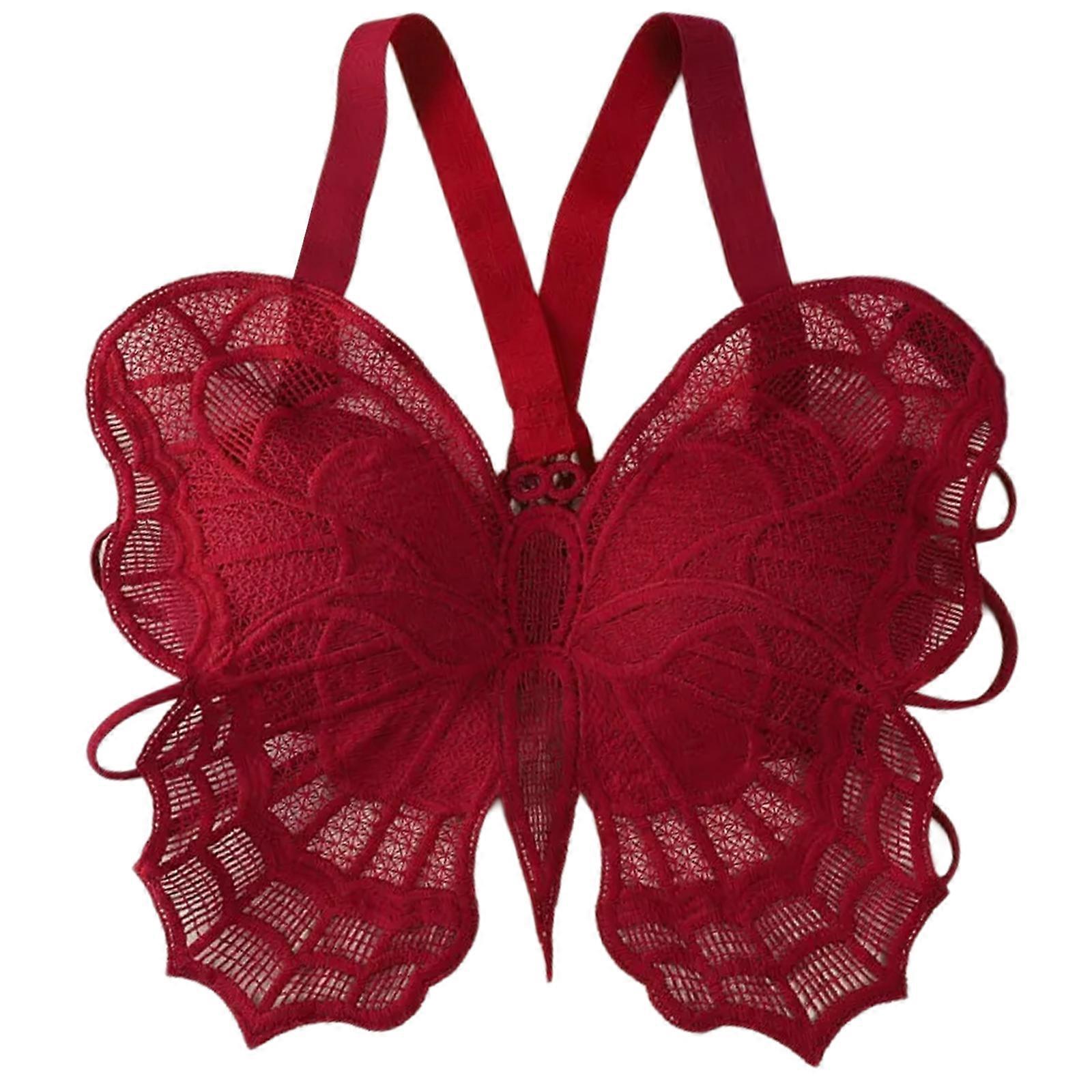 المرأة فراشة الدانتيل Strappy V الرقبة المحاصيل الأعلى مبطن تمثال نصفي Bralette أزهار عارية الذراعين Camisole سترة مهرجان حمالة الصدر شاطئ النبيذ الأحمر XL