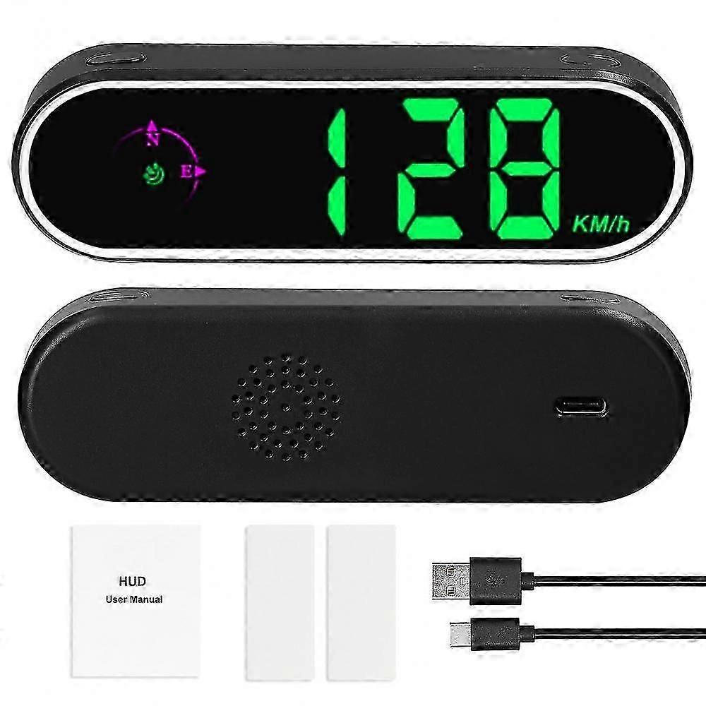 Car Headup Display GPS Digital Speedometer with Colorful LED Display Clock & Compass Function Overspeed Alarm for Car Truck SUV RV HFU