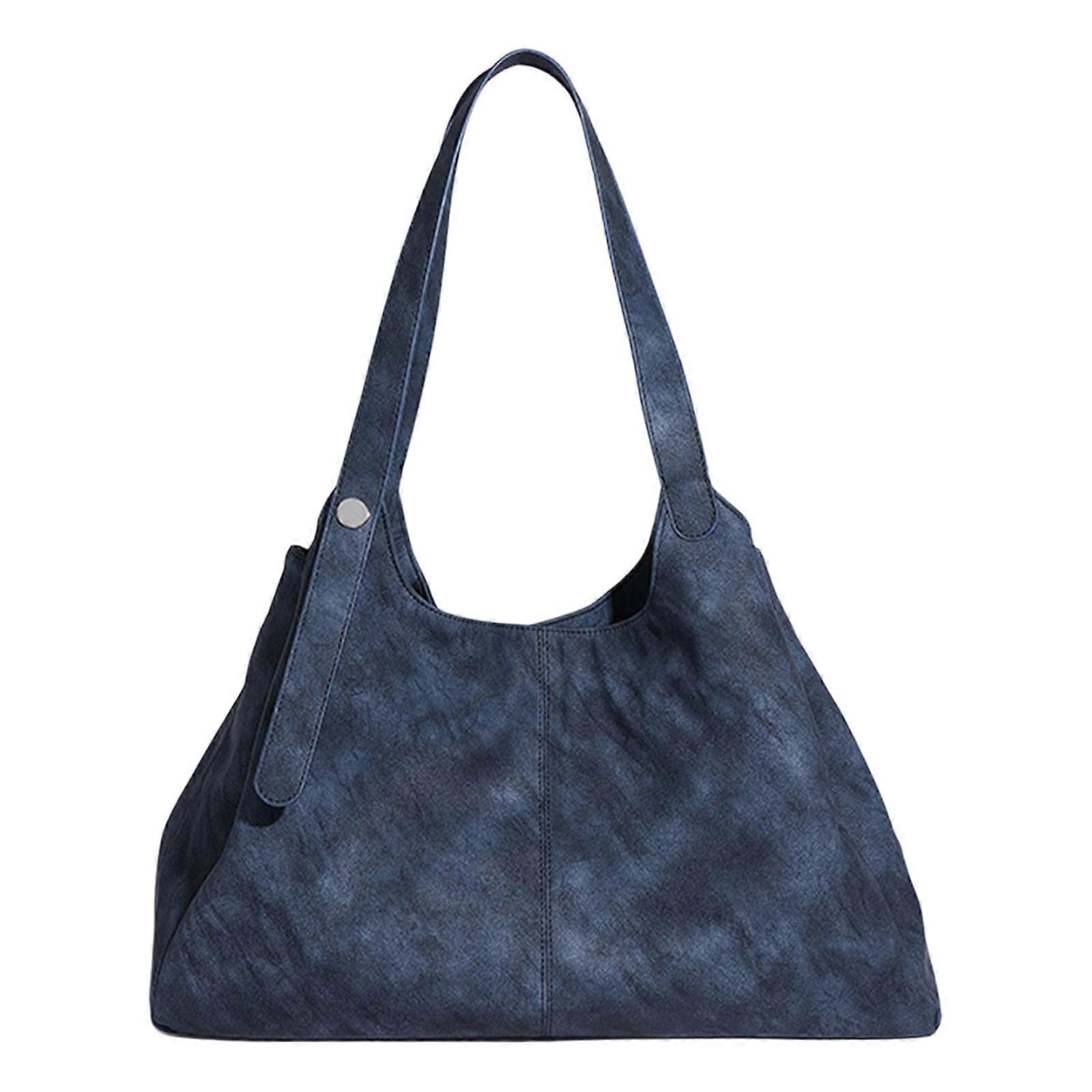 Women Underarm Bag Retro Handbag All-matching Armpit Bag Large Capacity Shoulder Bag Autumn Winter Commuting Bag Deep Blue