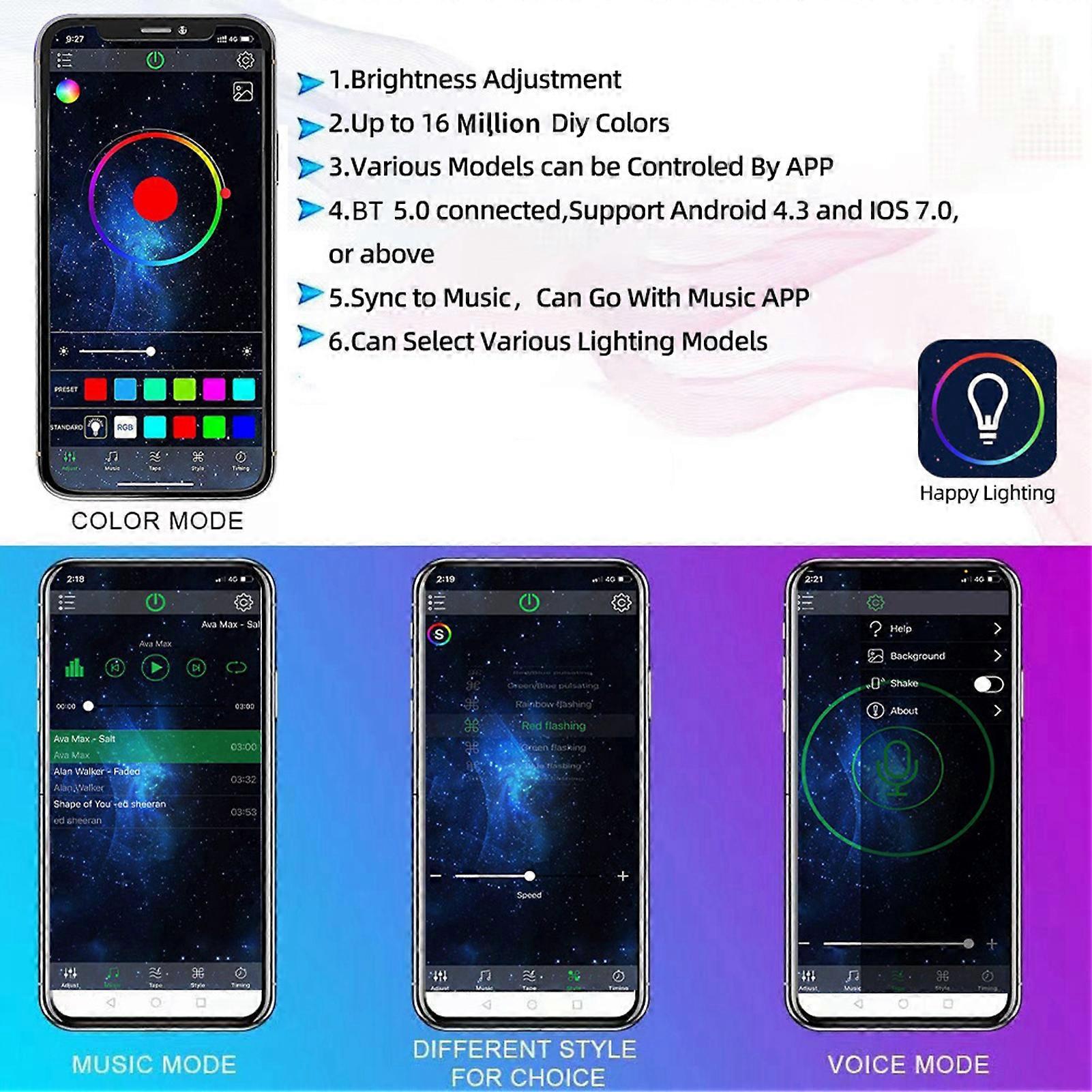 LED Rock Lights 4pcs Multicolor LED Lights Brightness Adjustment Waterproof with APP BT 24 Key Controller Sync with Music Function for SUV ATV UTV