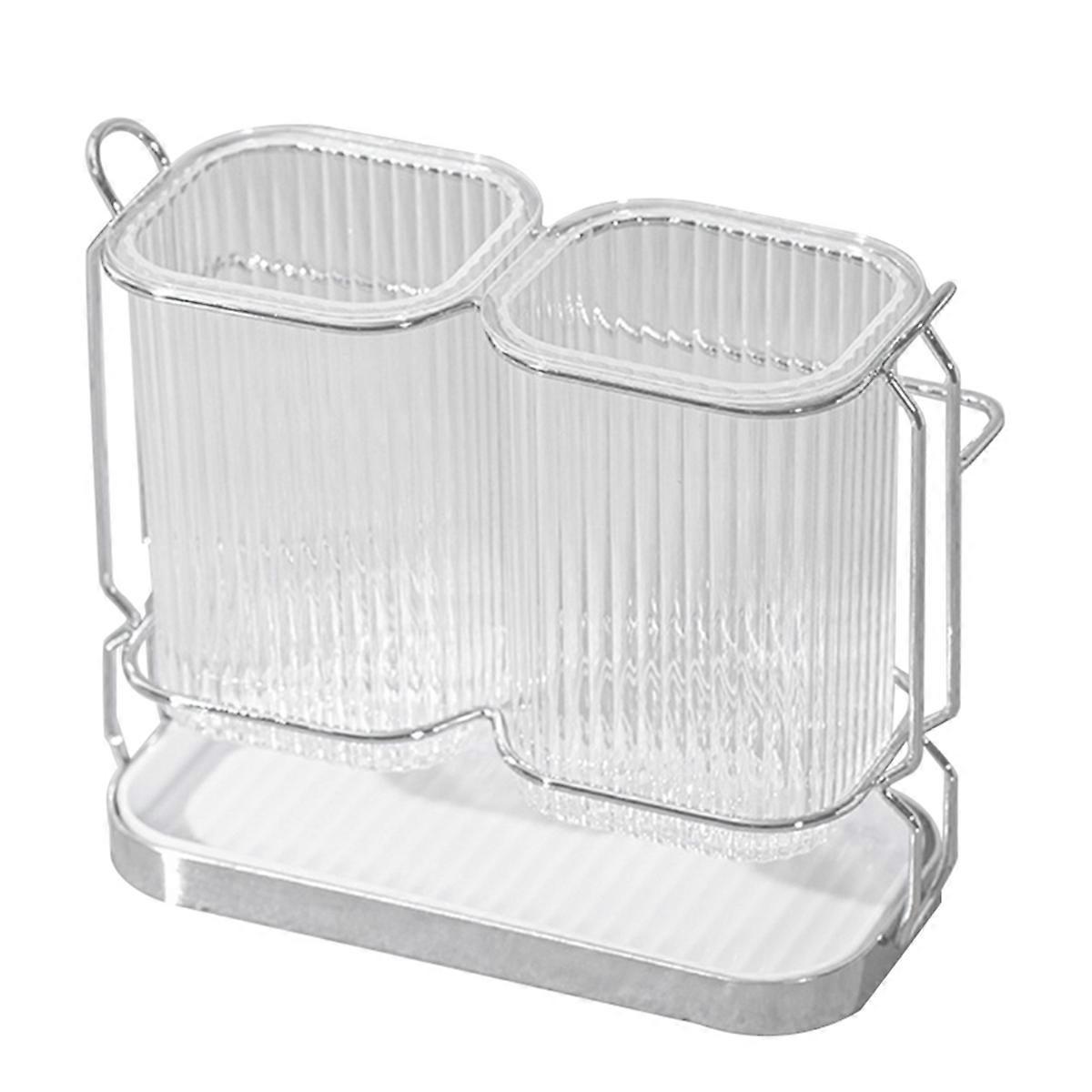 D-Toothbrush Holders for Bathroom, 2 Cup Toothbrush Holder, Removable