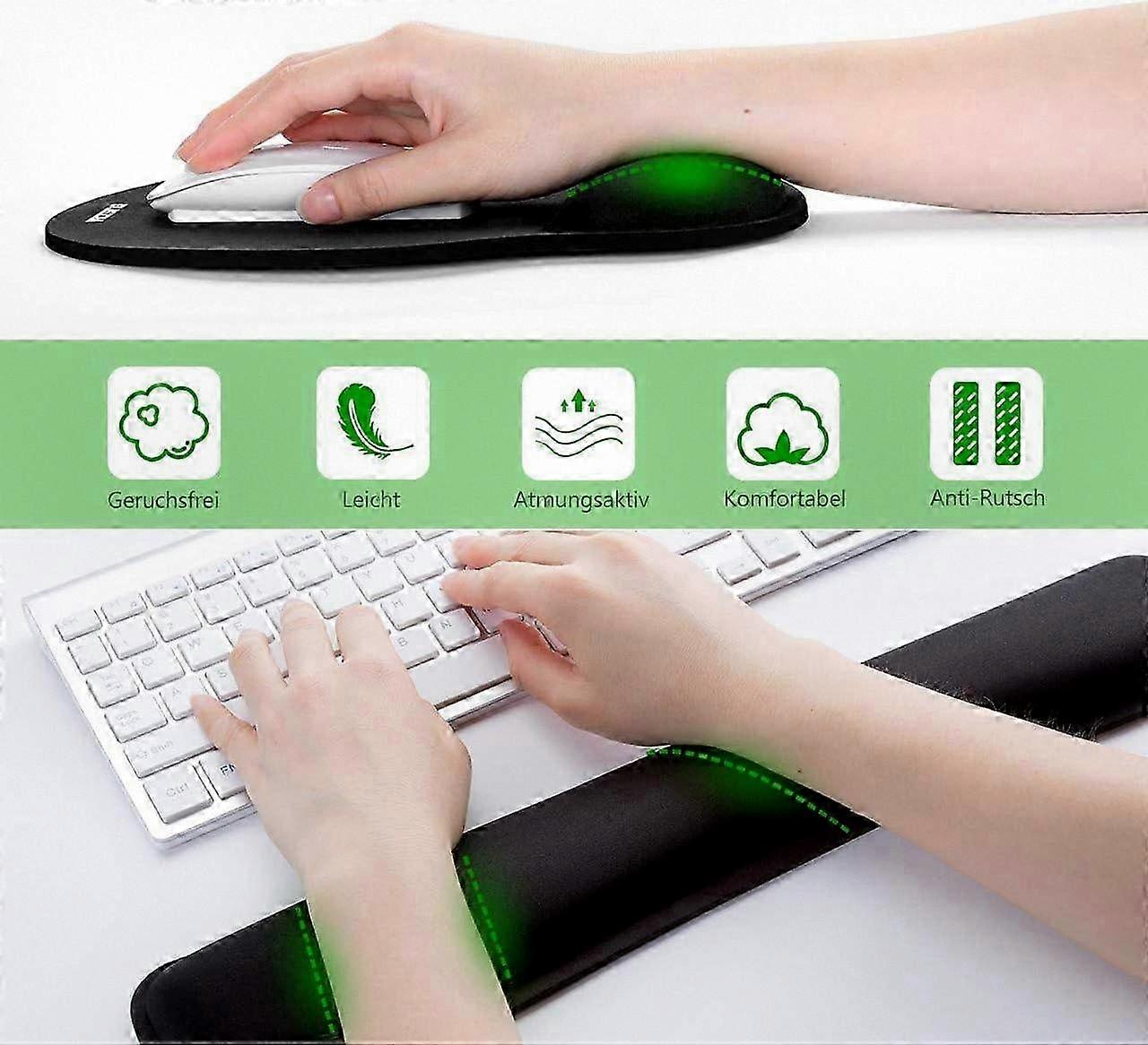 Ergonomic Mouse Pad with Memory Foam Wrist Rest, Non-Slip Support for Keyboard & Mouse