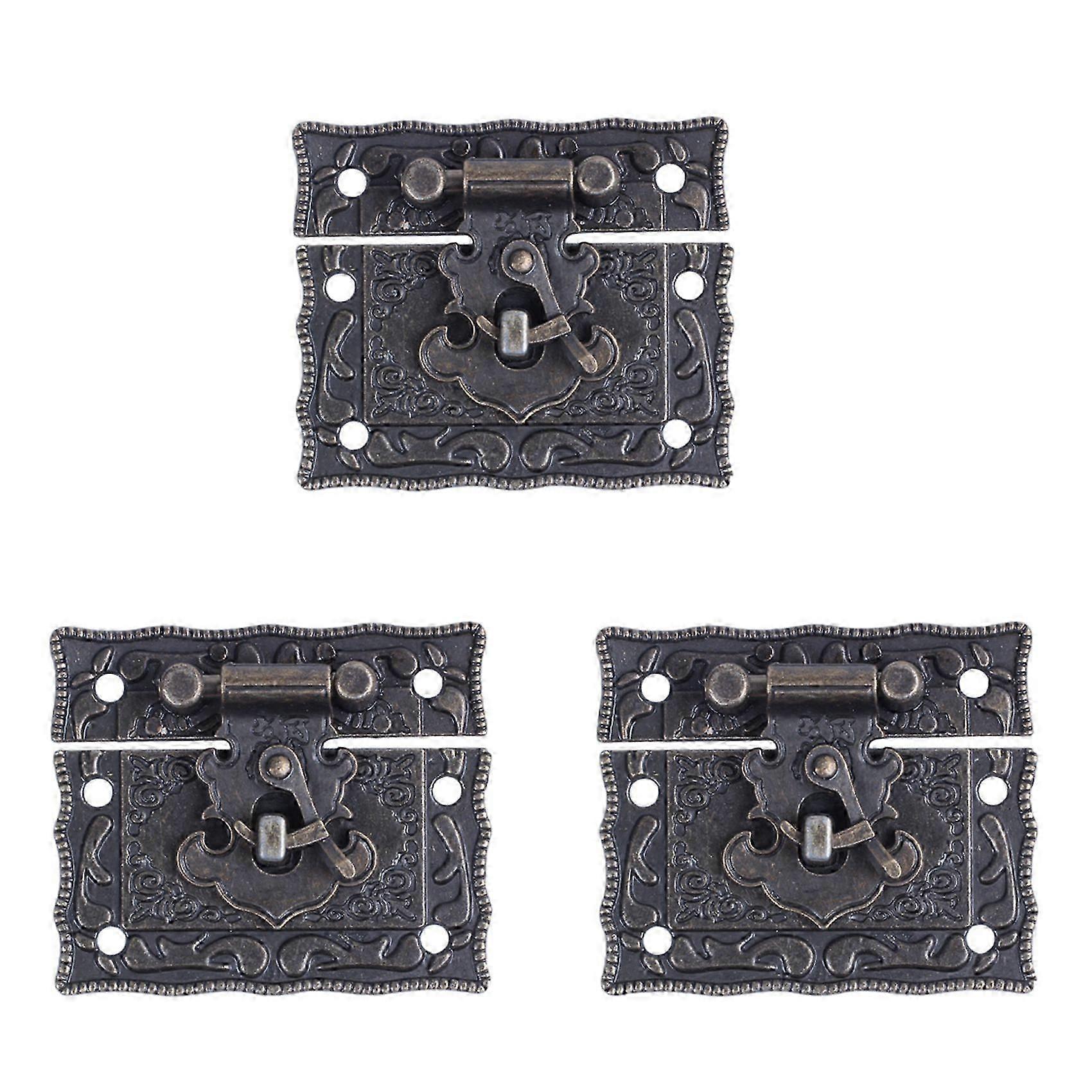3X Wood Case Chest Box Rectangle Clasp Closure Hasp Latches Bronze Tone
