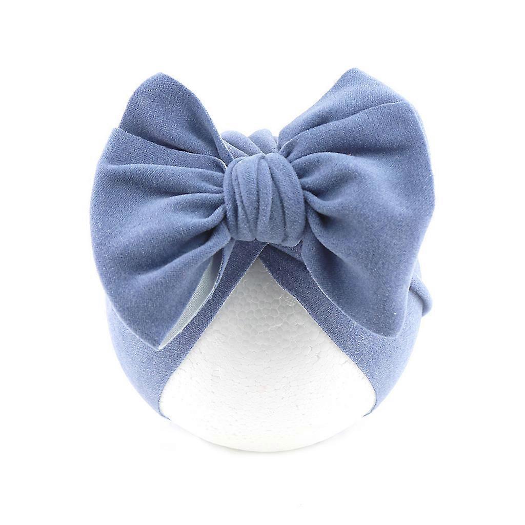 Baby Big Bowknot India Hat Headwrap Solid Color Beanie Cap Soft Comfortable Cotton Elastic Cute Bows Knotted for Head Wr Light blue