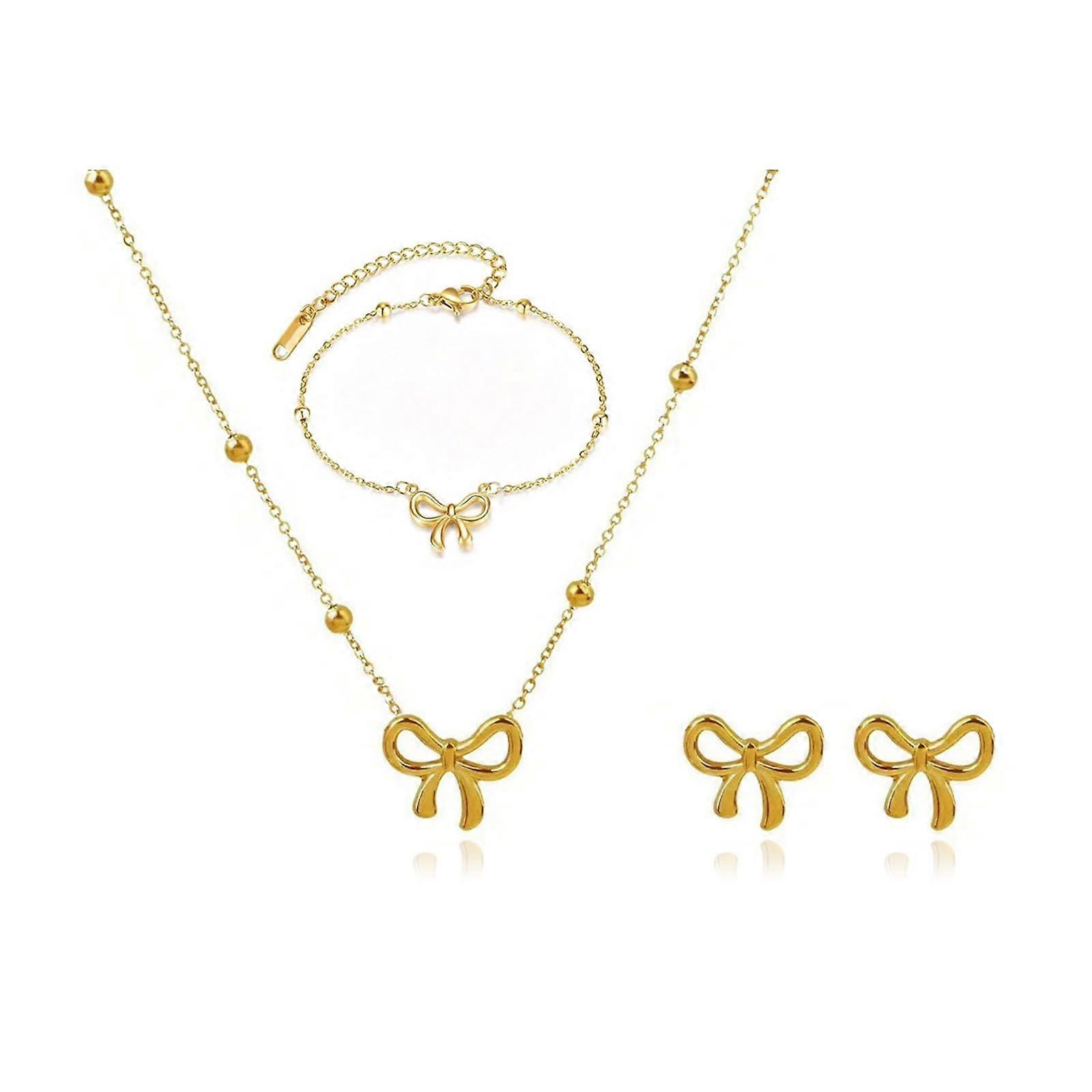 Golden Bow Bow Earrings Artificial Diamond Earrings Silver Bow Earrings