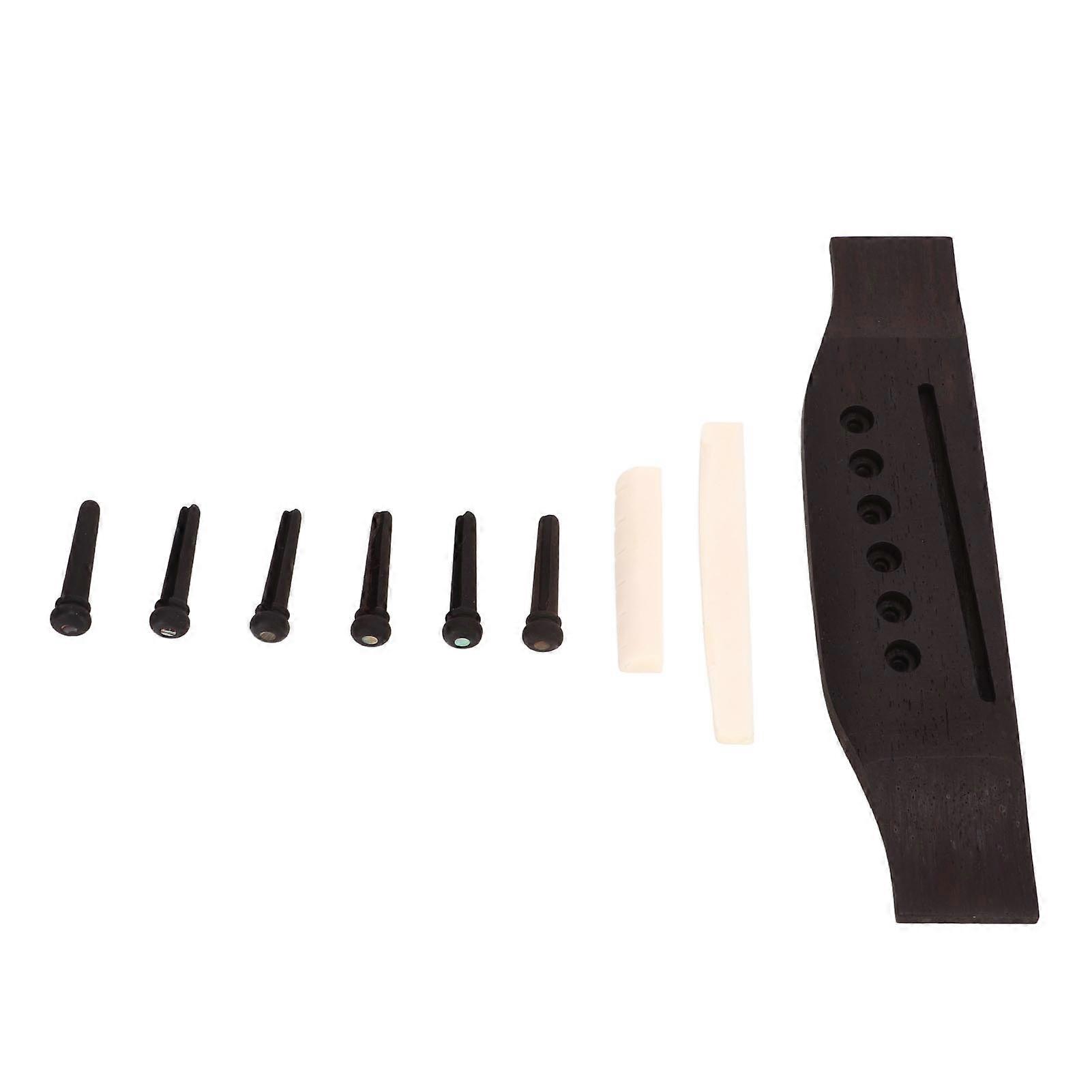 6 String Acoustic Guitar Bridge Pins Bone Nut Saddle Set