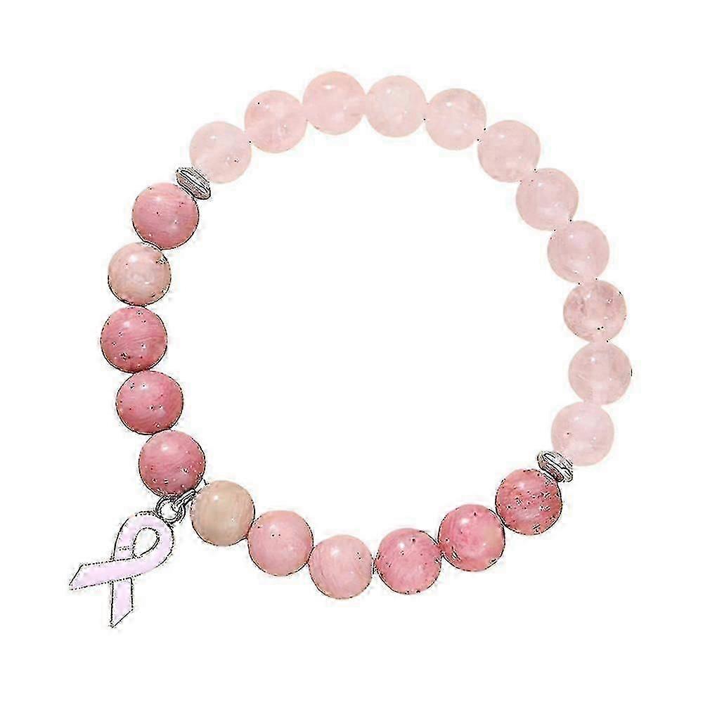 سوار التوعية بالسرطان الملهم مجوهرات من الحجر الطبيعي مطرز للنساء والفتيات وأفضل الأصدقاء