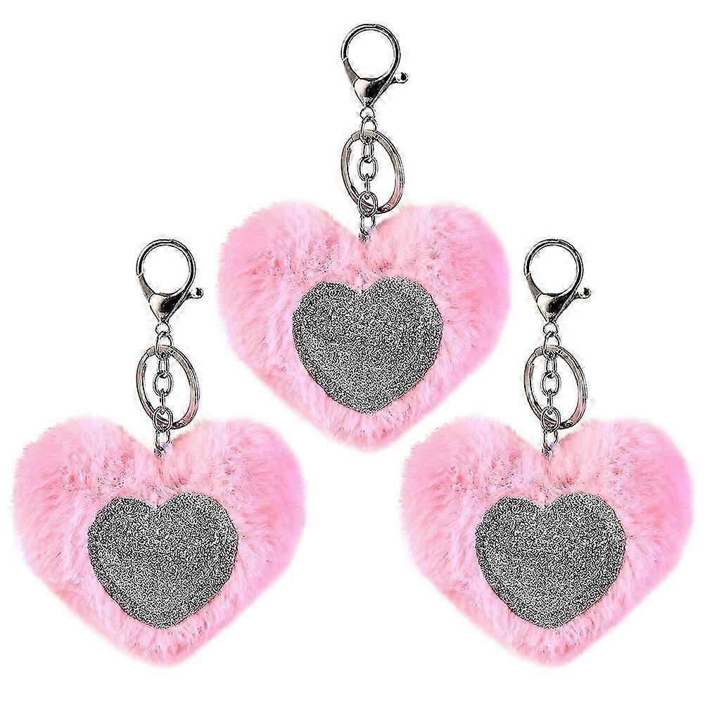 3pcs Fur Ball Keychain Sequin Backpack Keychain Bag Hanging Pendant Supply