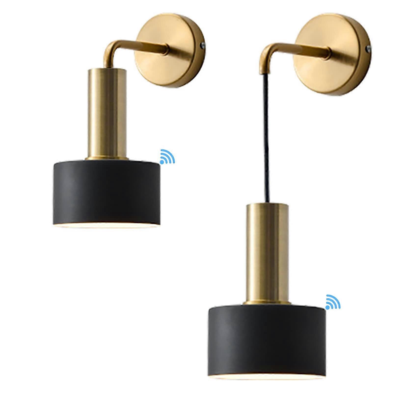 Battery Operated Wall Sconce Set of 2 with Rechargeable LED Bulbs, No Wiring Required, Easy Installation, Modern Design