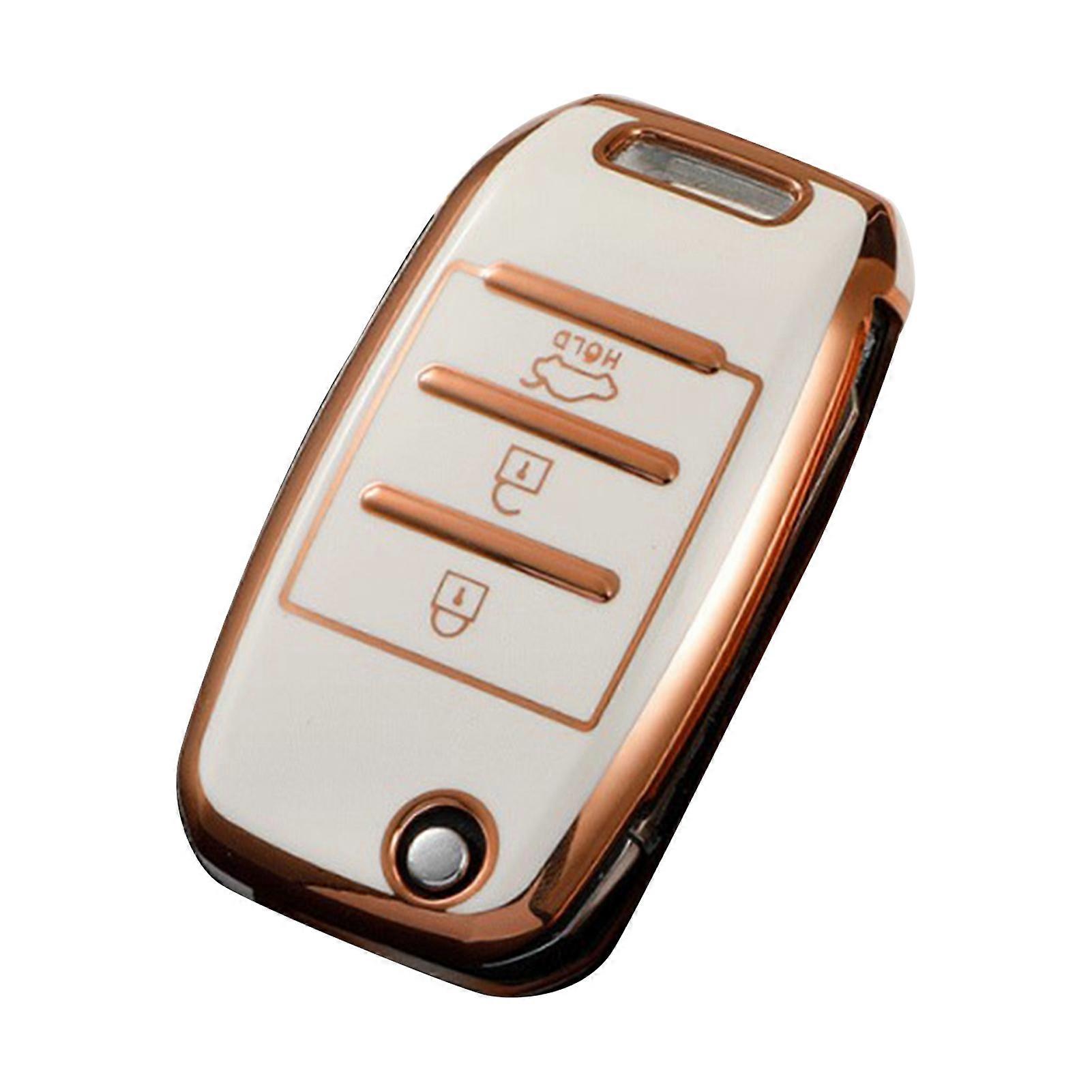 Fob Cover TPU Precise Fit Smart Key Protector Holder Replacement for Kia K2 K3 K4 KXCROSS KX7 White