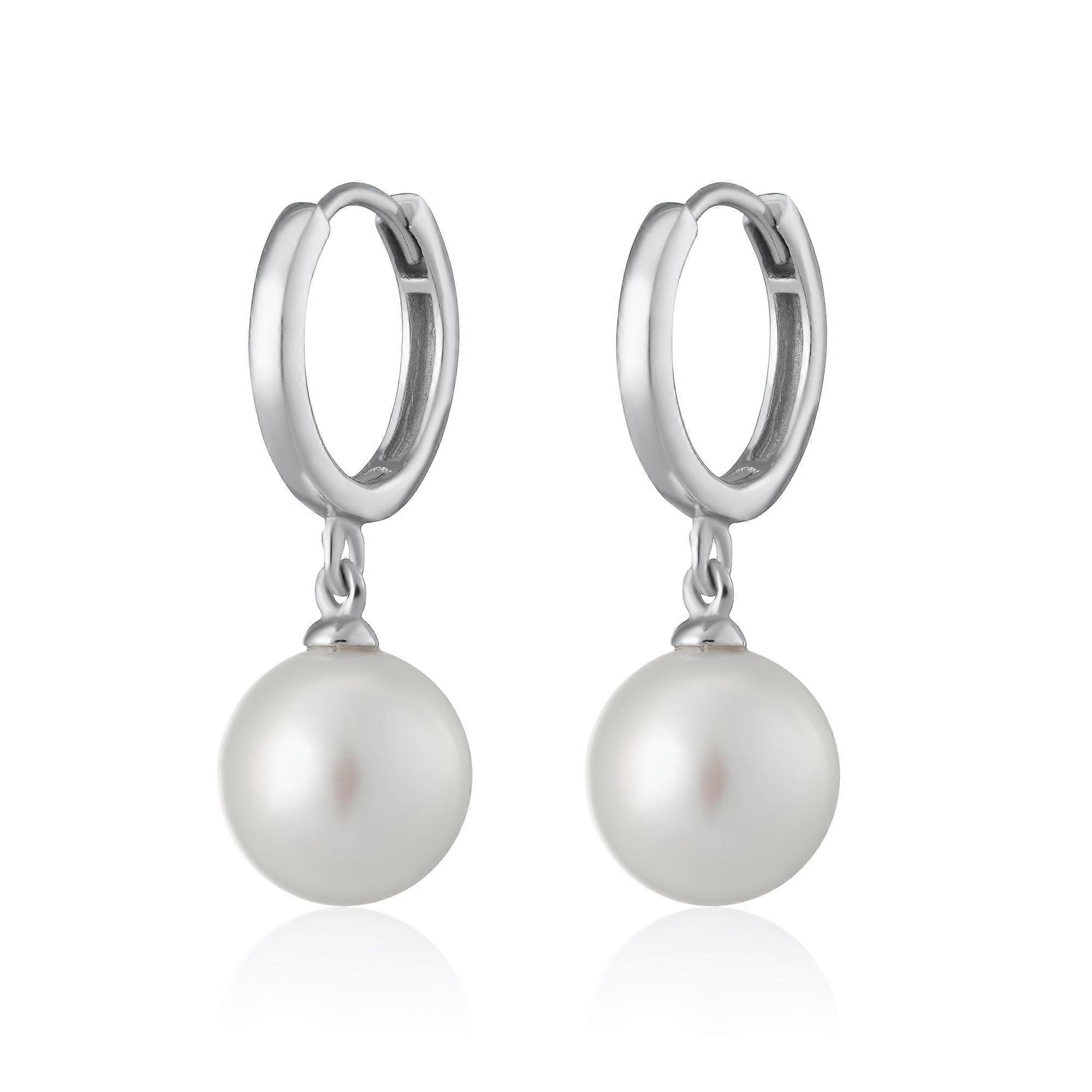 Modern Pearl Hoop Earrings