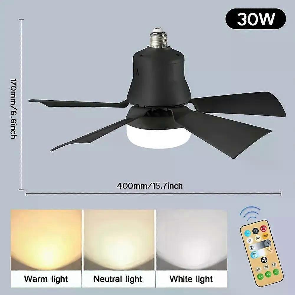 Ceiling fan light with LEDE27 socket remote control dimmable 30W modern smart wireless fan lighting bedroom garage kitchen