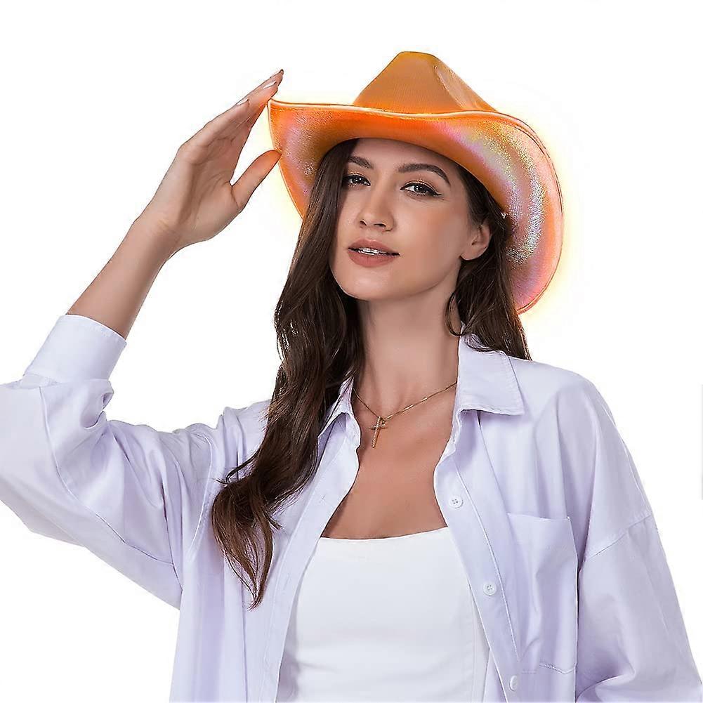 Light Up Holographic Space Cowboy Cowgirl Hat(Updated EL Wire) Ref: 3971