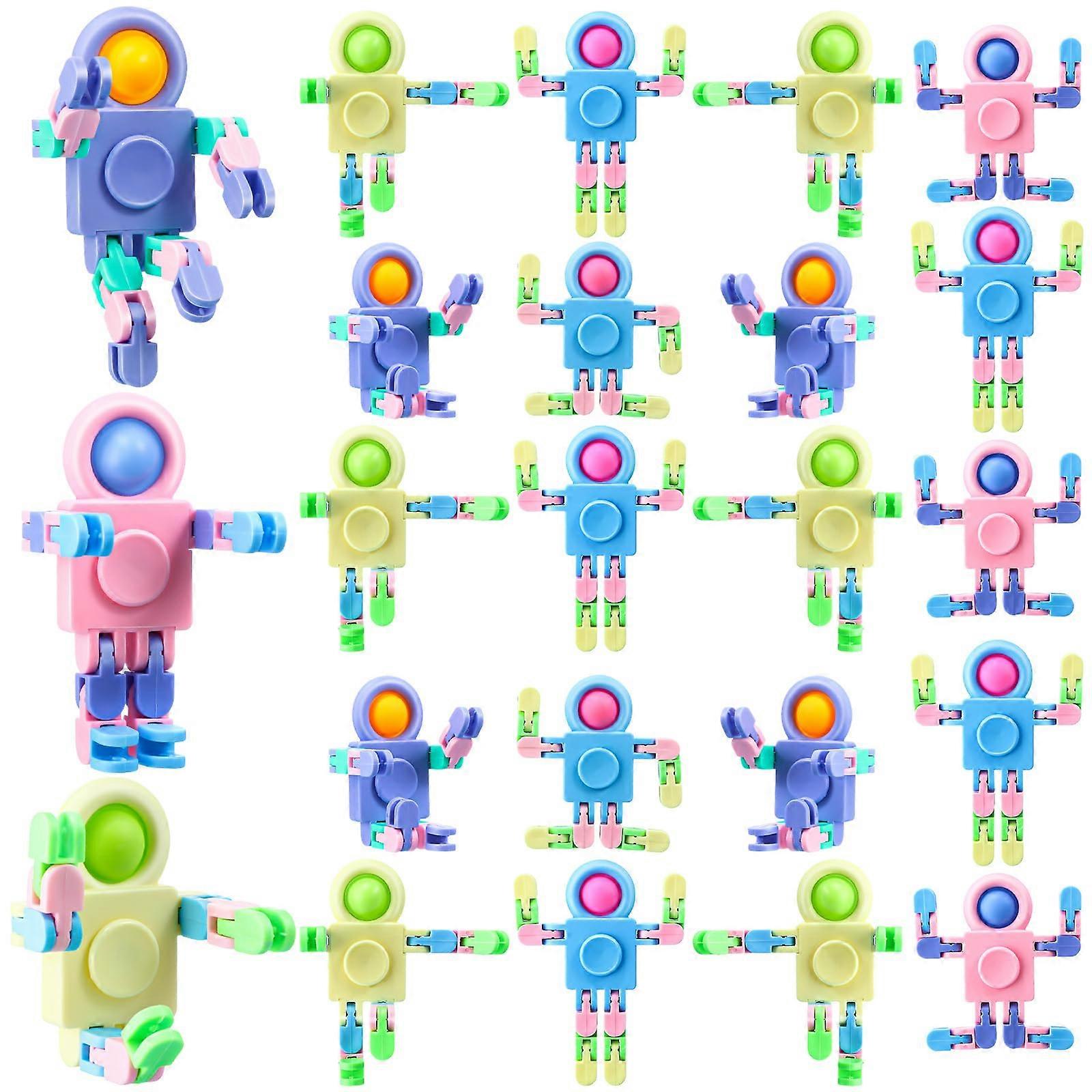24 Pcs Robot Fidget Spinners Transformable Fingertip Gyro Chain Toy DIY Stress Relief