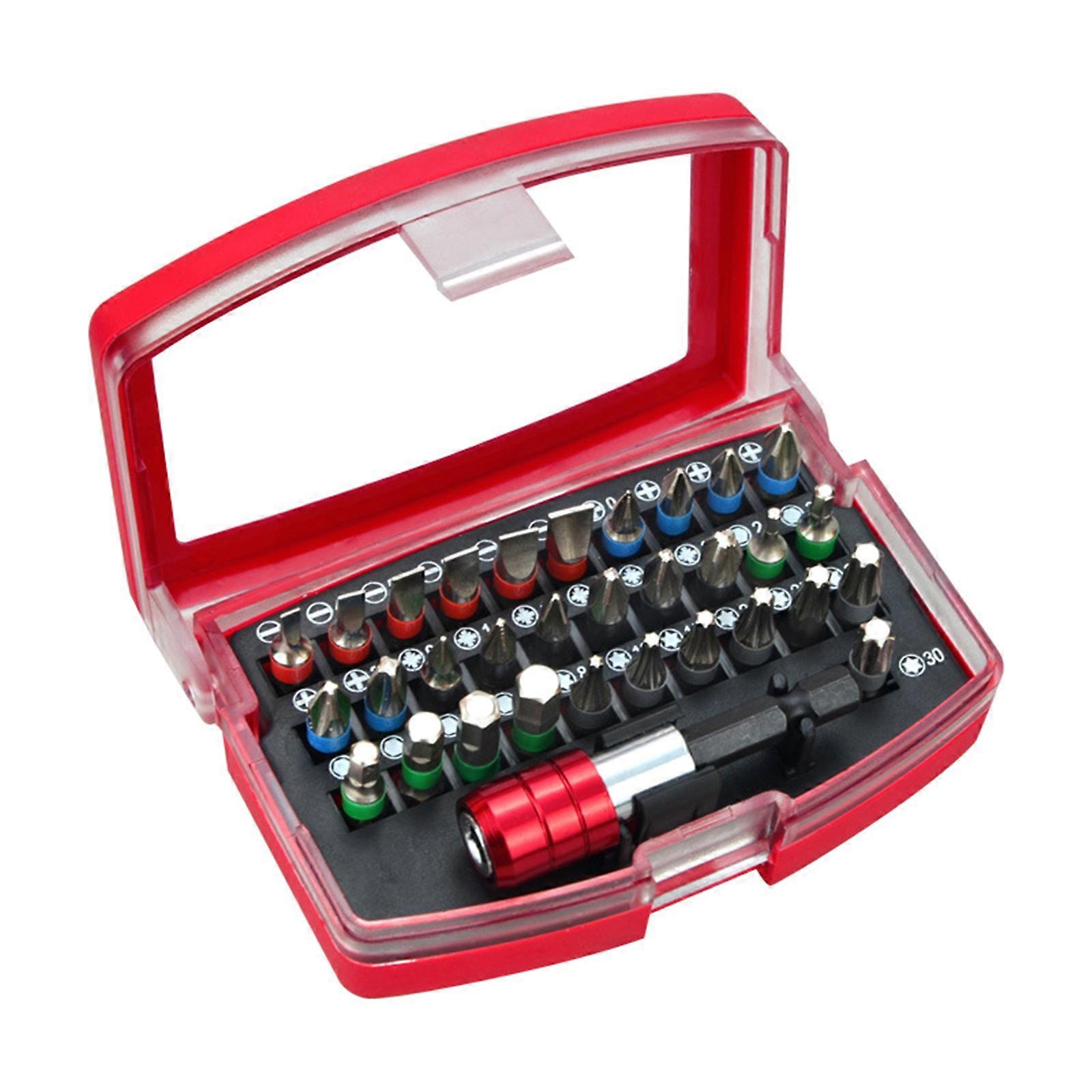 32pcs Magnetic Screwdriver Bit Locking Extension Bar, 1/4" Adapter Assorted Accessories for Efficient Work Repair Tools