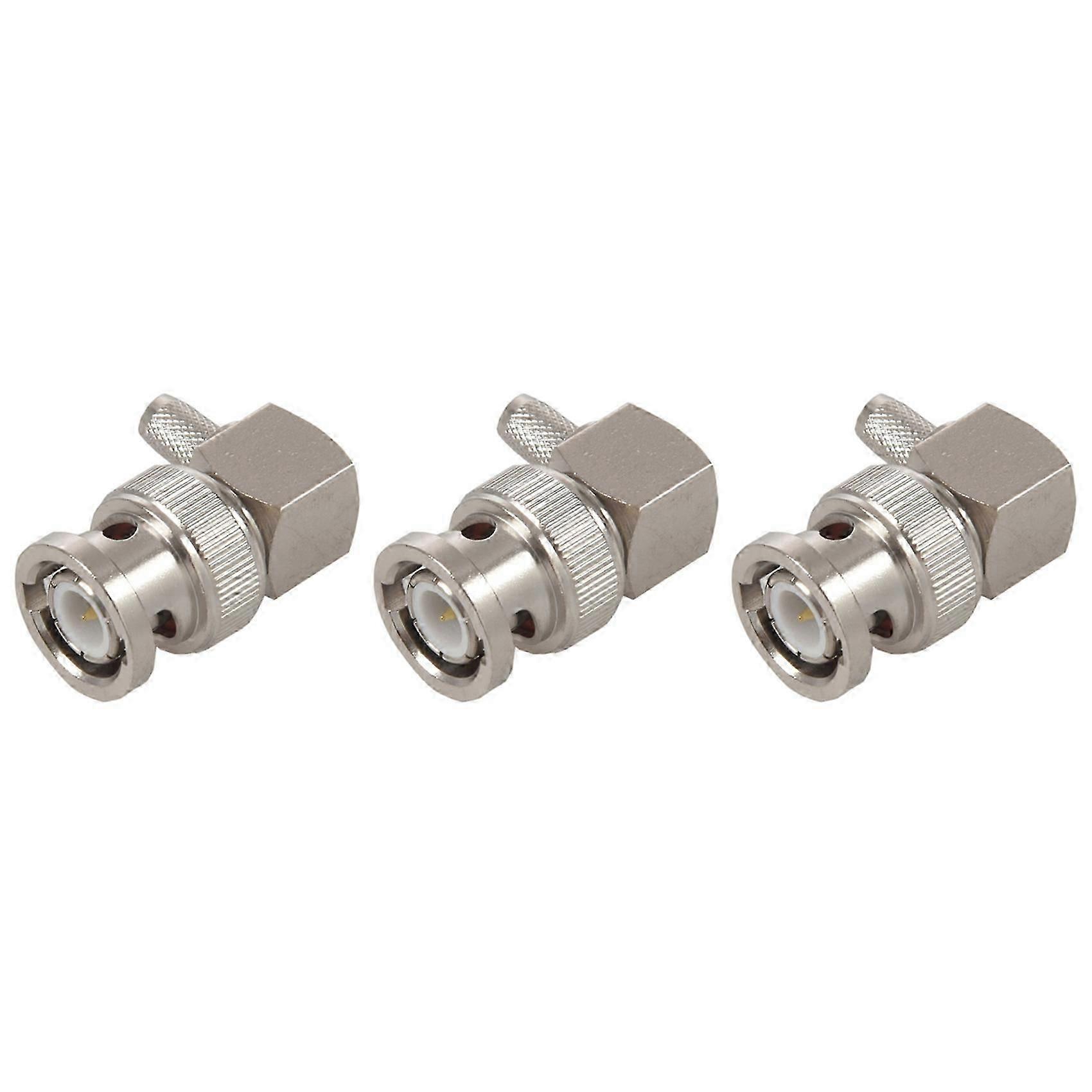 3X BNC Male Plug Right Angle Crimp for RG58 RG400 RFC195 RF Coax Adapter Connector,Silver-M