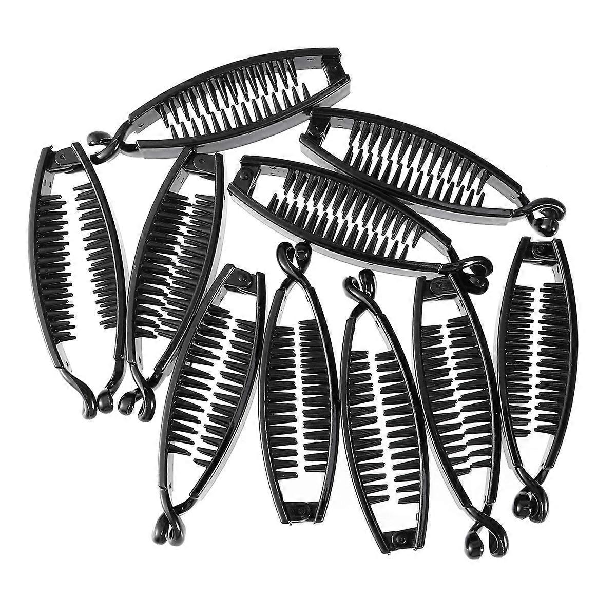 Wide Shiny Banana Hair Clips 10pcs Set for Fine Tension Ponytails, Half Up Styles, Smooth Varnish Finish, Durable Hair Claw Holders