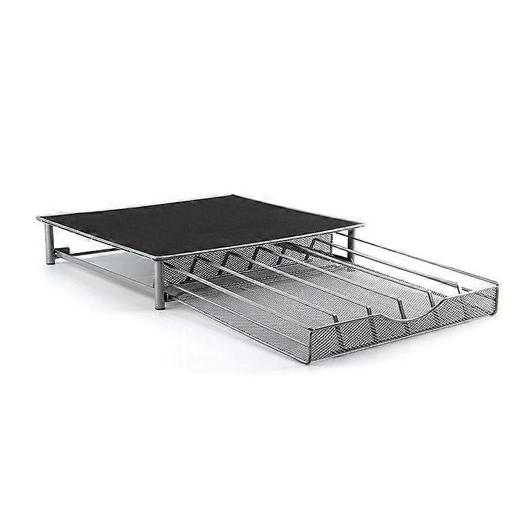 Coffee capsule storage box, drawer with capacity for 36 capsules, non-slip and shock-resistant surface (Silver Gray)