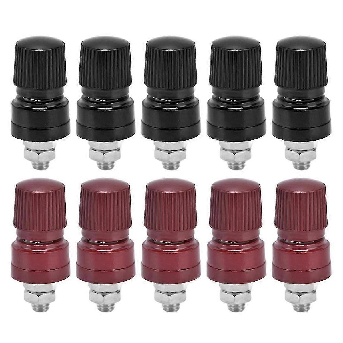 5 Pairs Brass Plated Binding Posts, M6 Thread Terminal