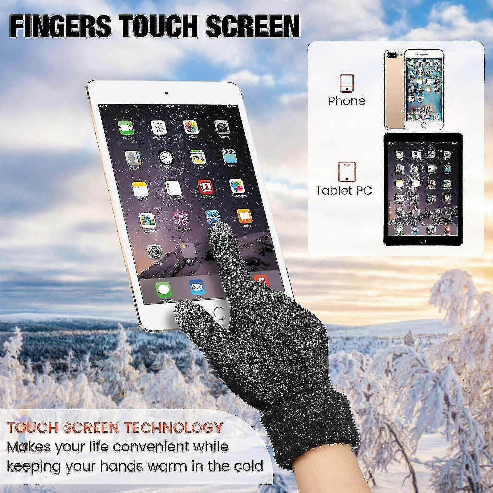 Women's Fleece Lined Knit Gloves - Winter Touch Screen with Elastic Cuff