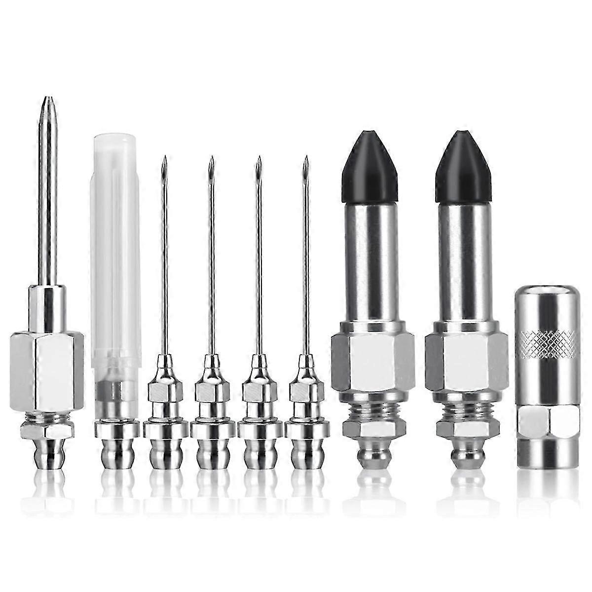 9Pcs GreaseGun Needle Nozzle Kit,GreaseGun Injector Needle Nozzle with Nipple Adapter Fitting Tool