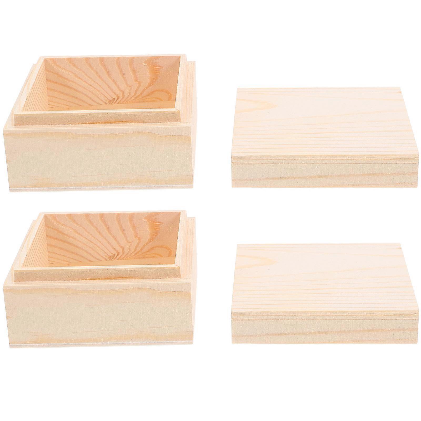 Mini Wooden Storage Boxes with Lid – Unfinished Craft Boxes for DIY, Jewelry, and Creative Home Projects (2pcs)
