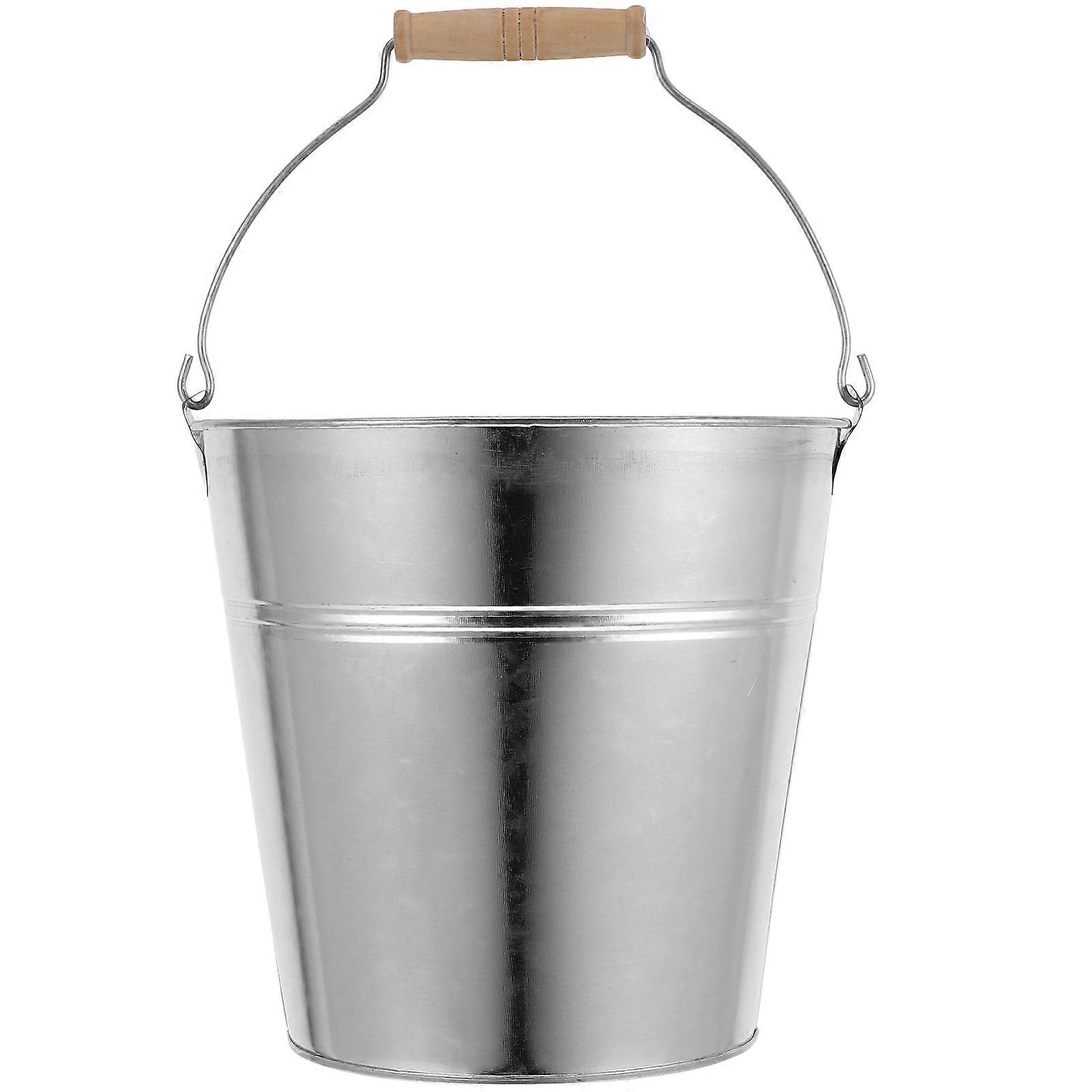 Rustic Flower Bucket Silver Iron Buckets for Versatile Storage Use