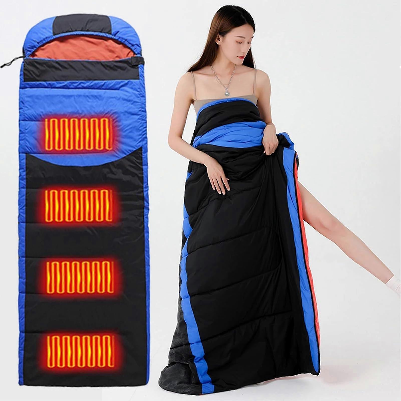 Rectangular Heated Sleeping Bag, 5 Heating Areas, 3 Heat Settings, All Seasons Blue (19030)x75cm