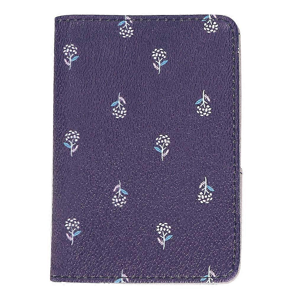 Multi function Travel Passport Holder Card Case Protector Package OrganizerNavy blue flowers