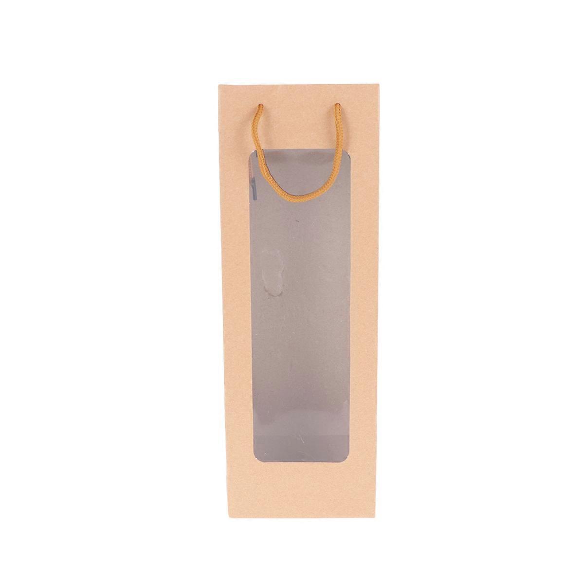 Papiertüte mit Fenster Weinträger Geschenk Hellbraun 12 Stück