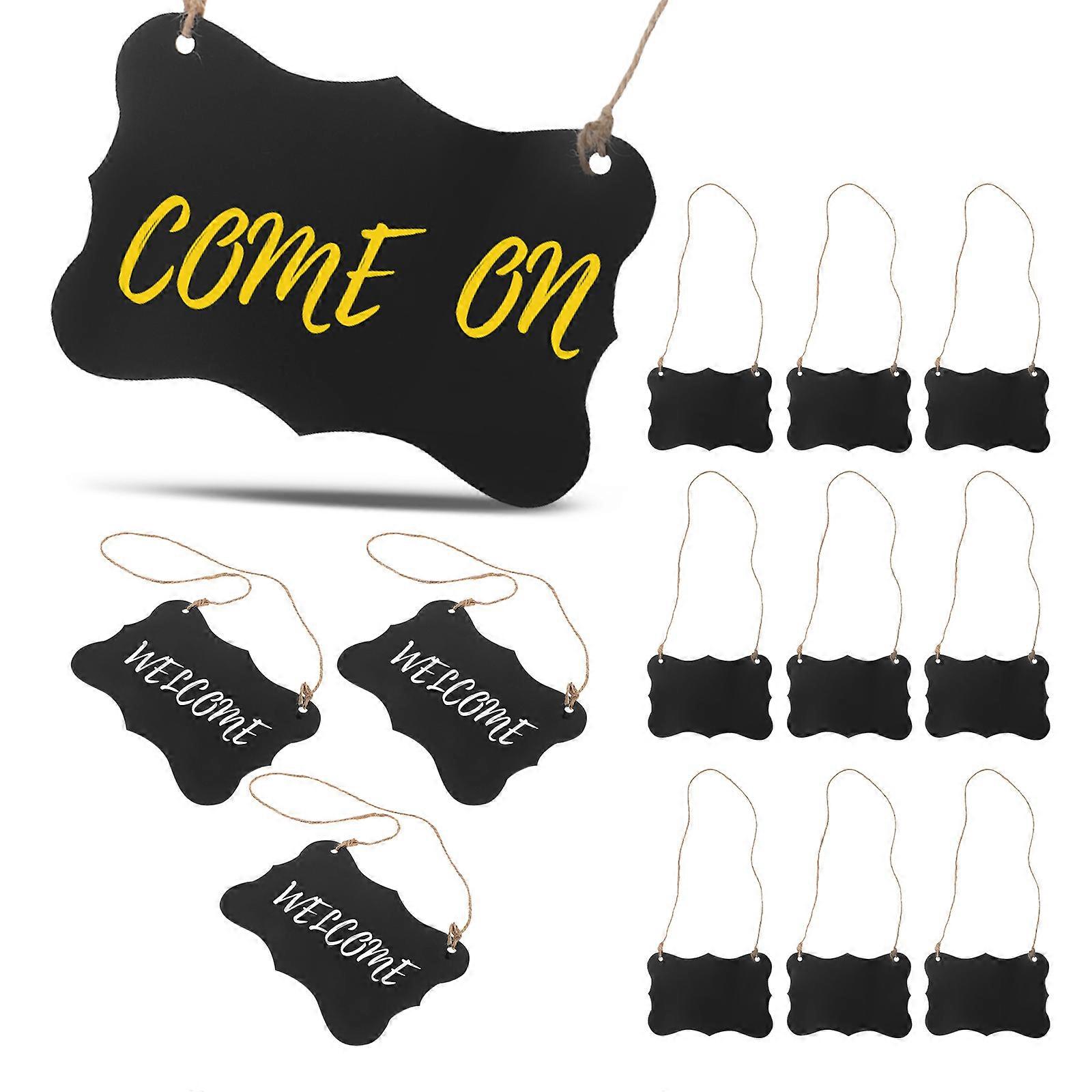 Hanging Blackboard Signs Acrylic Memo Message Sign Rectangular Shape For Wedding Occasions Decor 12Pcs
