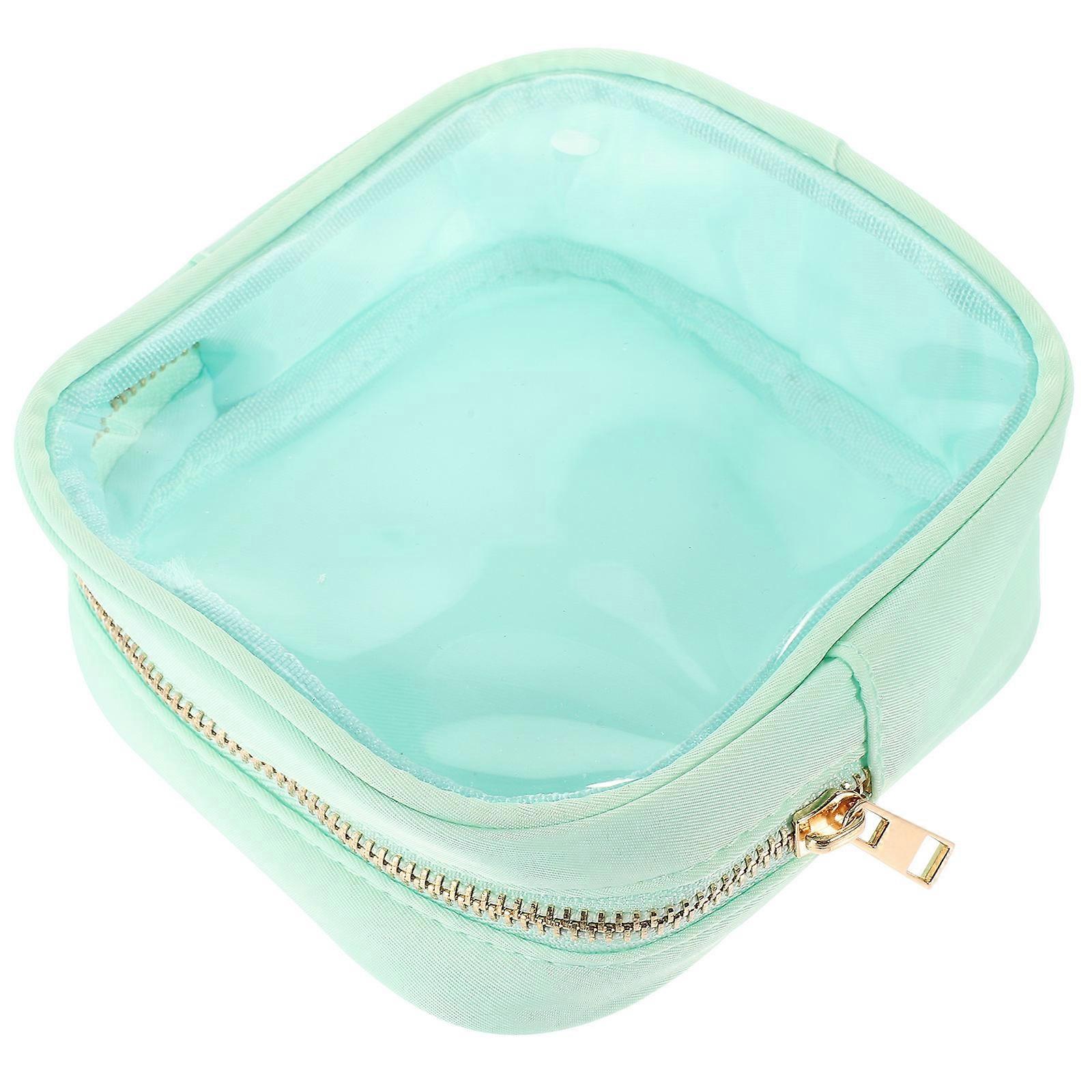 Clear Makeup Bag for Travel Rectangular Shape Green Color Waterproof Portable Cosmetics Storage Case 1Set