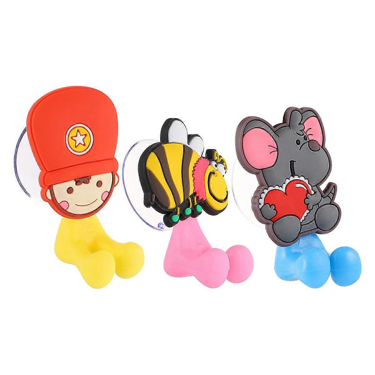 Hanging Toothbrush Holder Mouse Shape Non-Slip Suction Cup Bathroom Use 3Pcs
