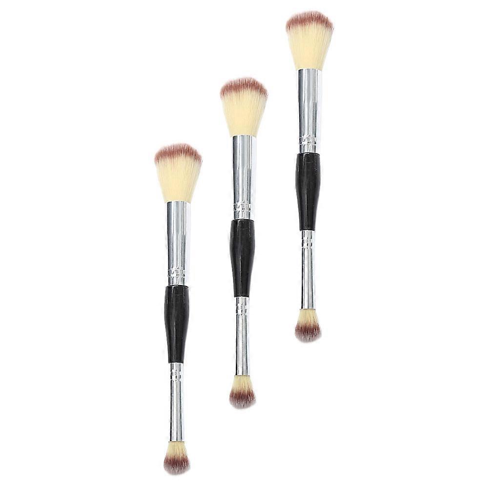 Complexion Brush Double Sided Makeup Brushes For Cheeks Ladies 17.5x2cm 3Pcs