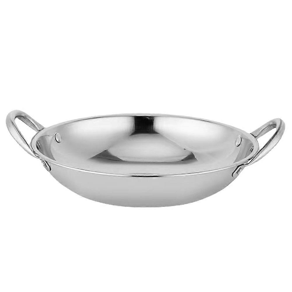Chef Stainless Steel Wok Flat Bottom Cooking Pot With Dual Handle For Family Gatherings Silver 1Pack
