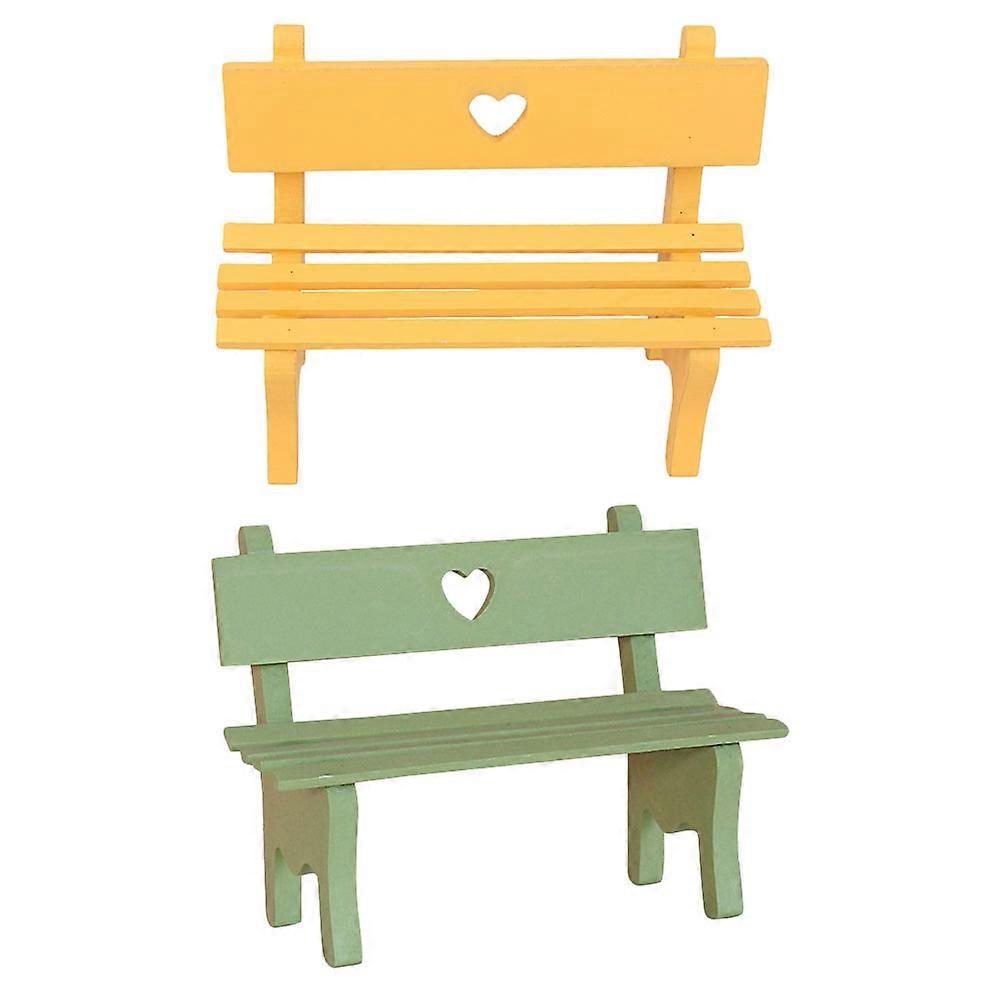2pcs Miniature Wooden Bench Decoration, Elegant Mini Couch for Garden, Dollhouse & Home Decor, Realistic Design with Smooth Finish for DIY Enthusiasts