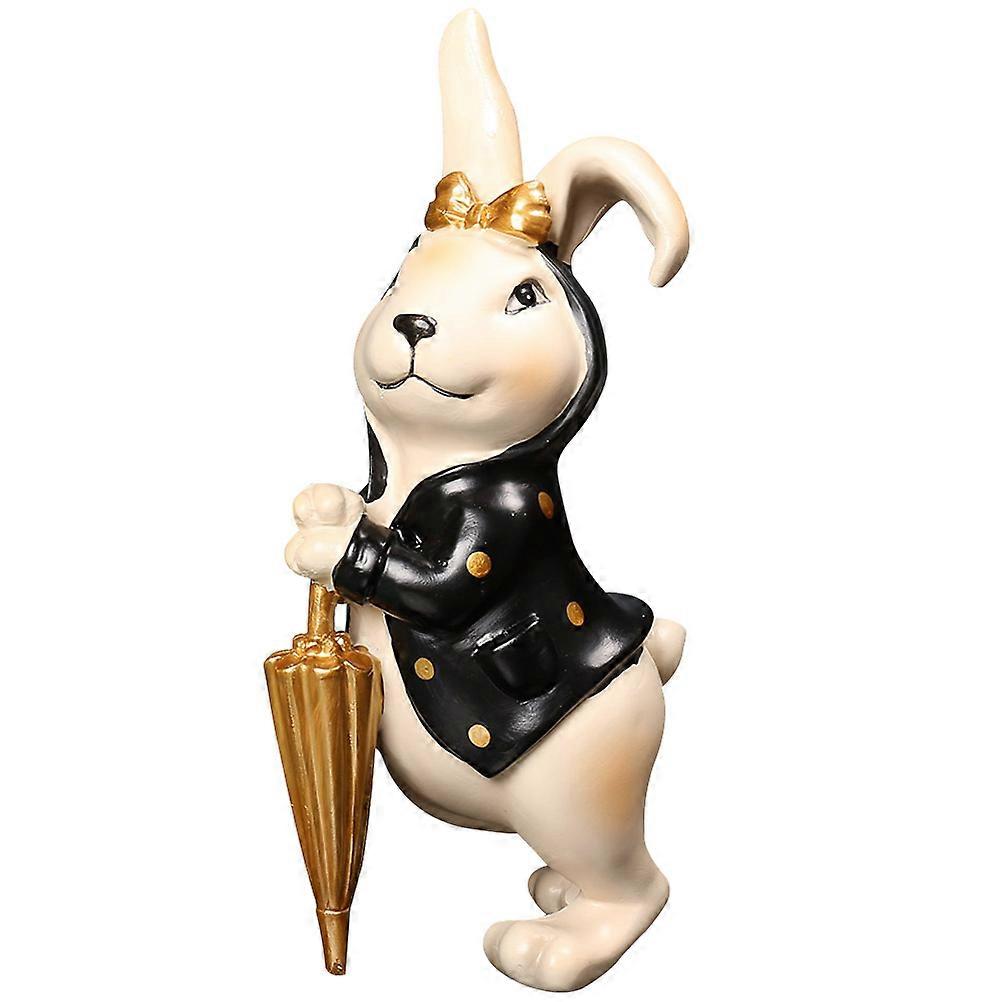 Rabbit Desktop Ornament Resin Rabbit Statue Modern Style Home Decor 24x10.5cm 1Set