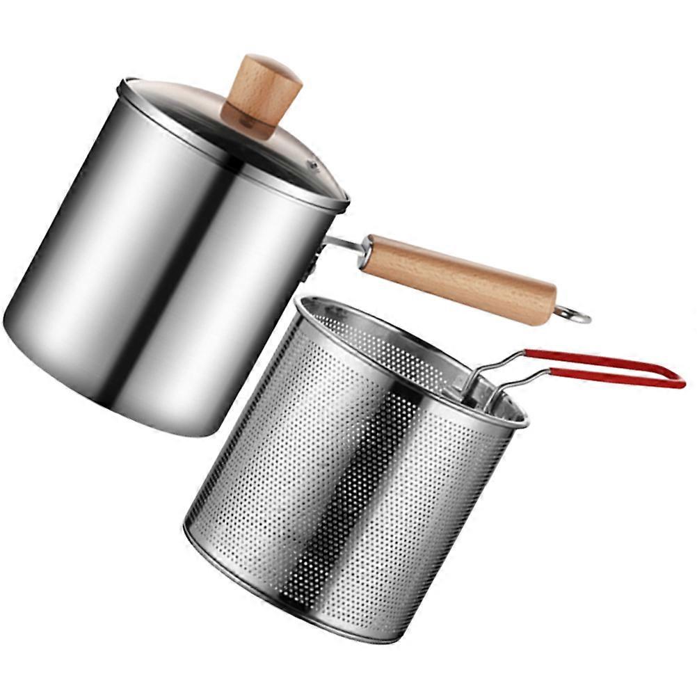 Stainless Steel Fryer Frying Pot Household Frying Pot Making Breakfast 25.50X22.50X16.00CM 1 Set